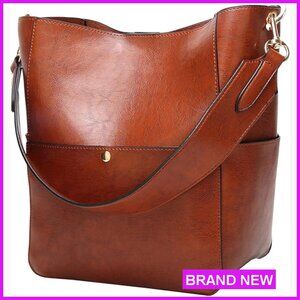 PU Leather Satchel Tote Hobo Purse Designer Work Shoulder Bag Medium Size